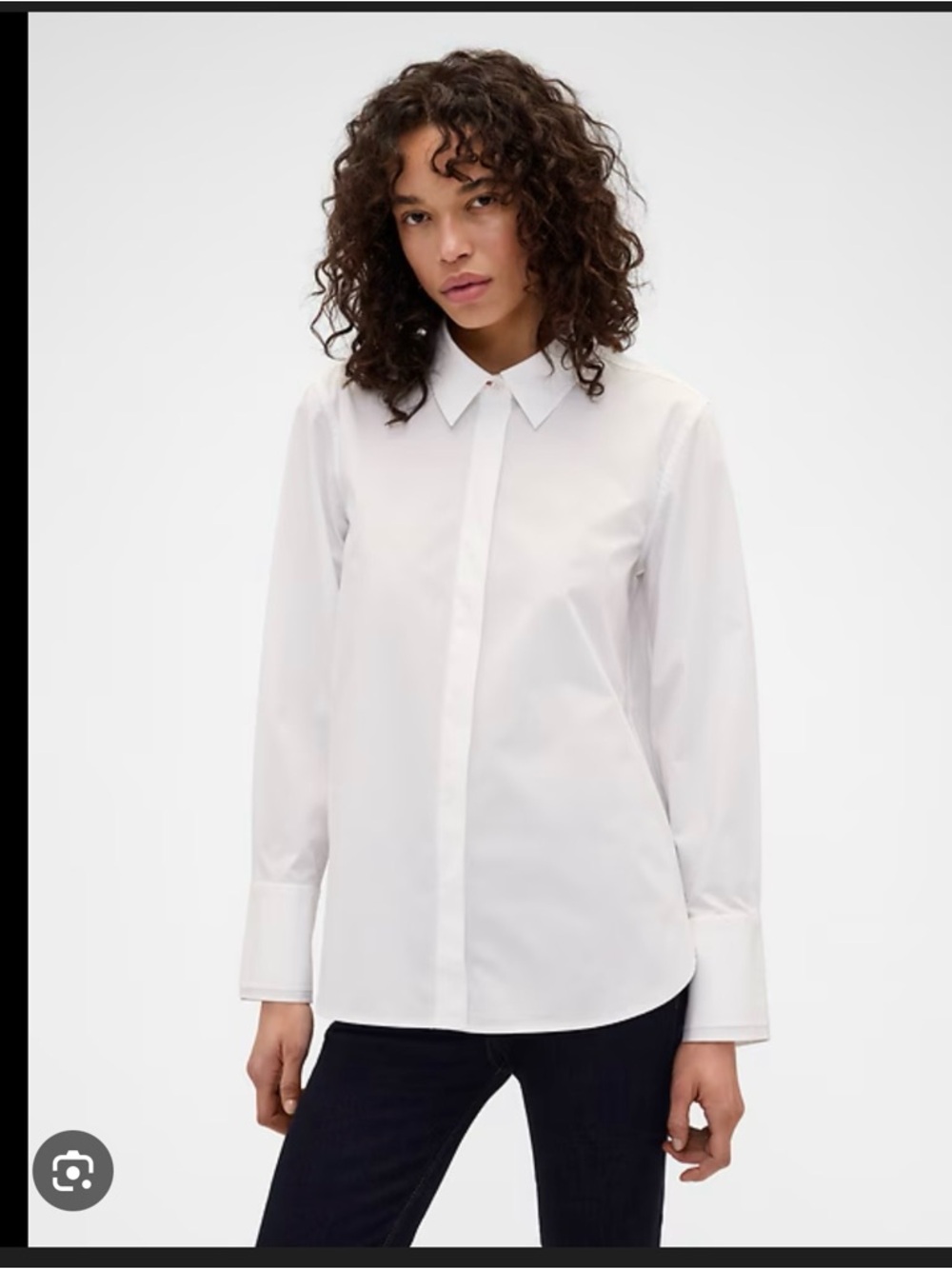 Classic White Button-Up Shirt - Women's Long Sleeve